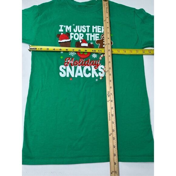 Disney Kids T-Shirt I'm Just Here For The Holiday Snacks Cotton Size XL Green - Picture 3 of 6